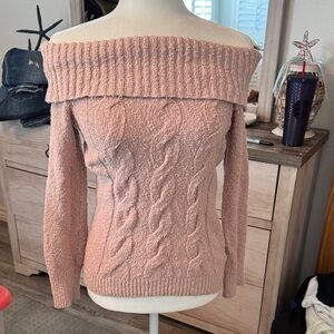 Free People Off-Shoulder Sweater - Light Pink